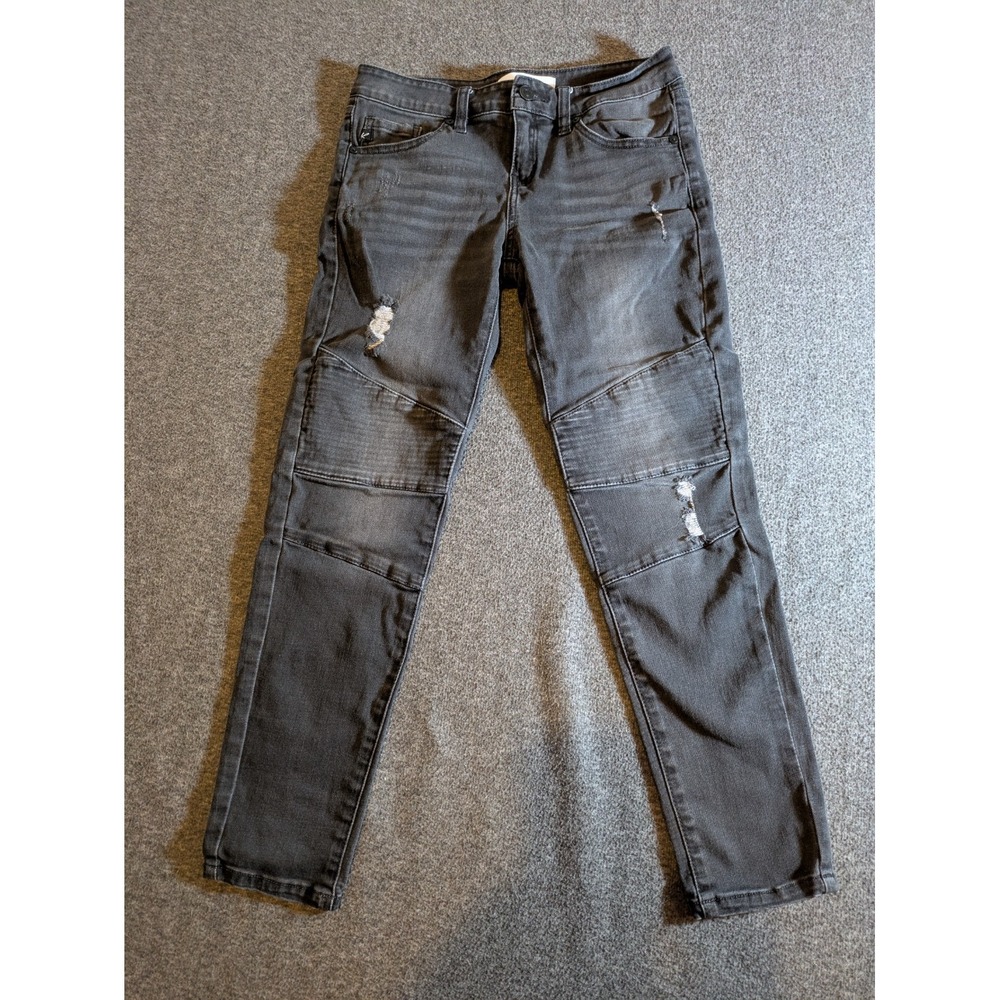 KanCan Jeans Women's‎ Distressed Skinny Size 5  W26 x L25 Black Padded Knee
